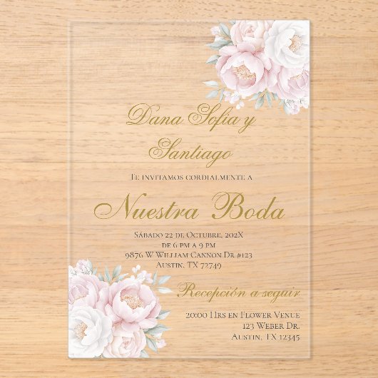 Invitation Acrylique Mariage Boho Espagnol (Recto)