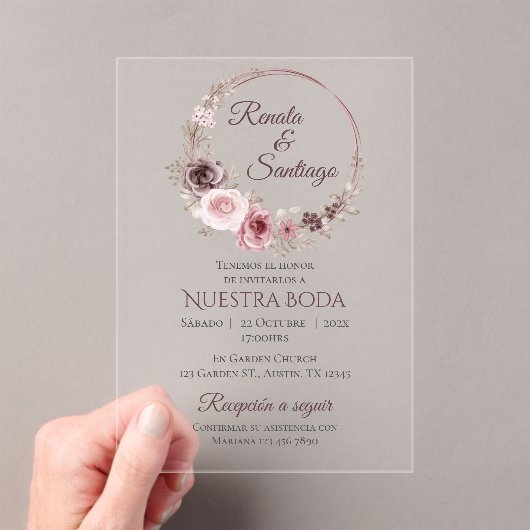 Invitation Acrylique Mariage Boho Espagnol (In situ (ordinateur de poche))