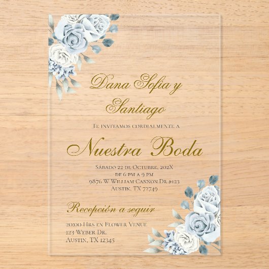 Invitation Acrylique Mariage Boho Espagnol (Recto)