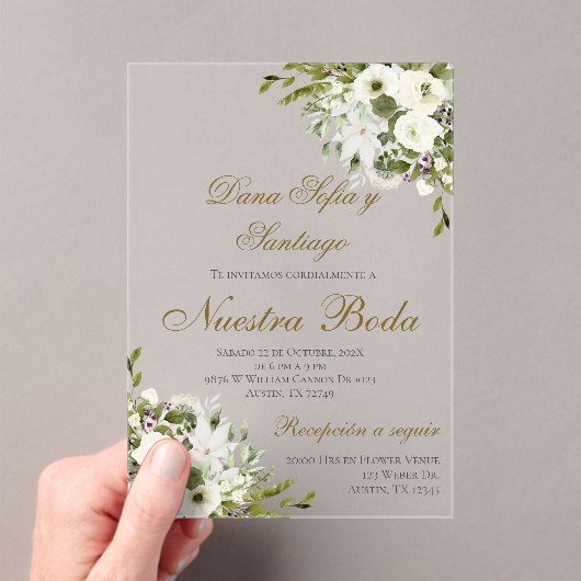 Invitation Acrylique Mariage Boho Espagnol (In situ (ordinateur de poche))
