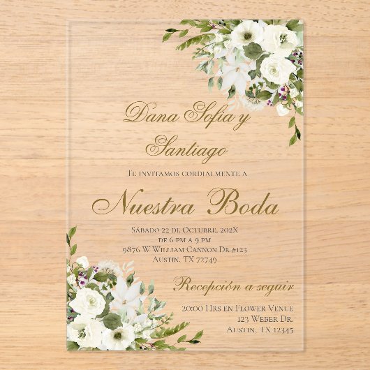 Invitation Acrylique Mariage Boho Espagnol (Recto)