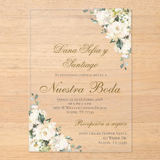 Invitation Acrylique Mariage Boho Espagnol (Recto)