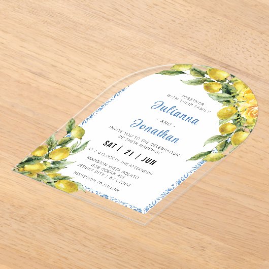 Invitation Acrylique Mariage Citron Italienne (Poser)