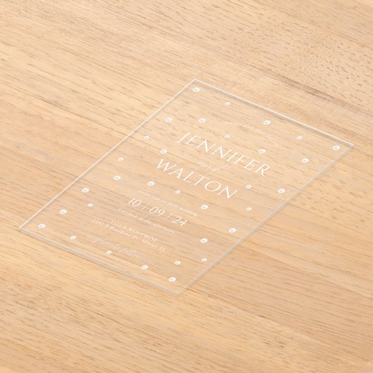 Invitation Acrylique Mariage de perles blanches (Poser)