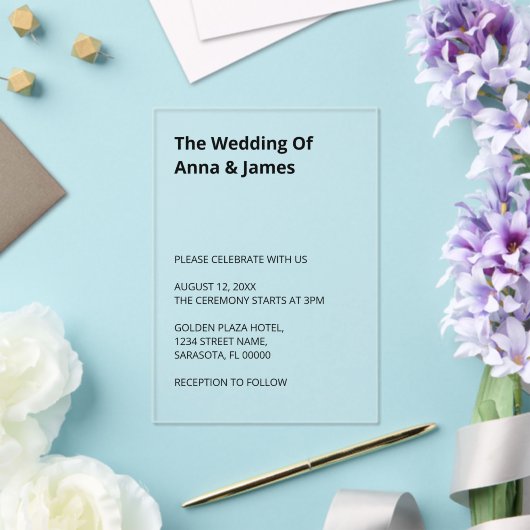 Invitation Acrylique Mariage simple et moderne (Insitu (Mariage))
