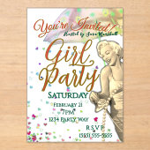 Invitation Acrylique pour Fête de Filles (Recto)