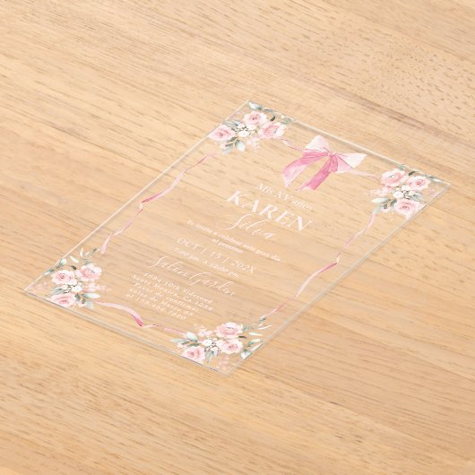 Invitation Acrylique Quinceanera Bow Rose (Poser)