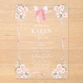 Invitation Acrylique Quinceanera Bow Rose (Recto)