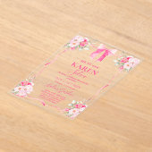 Invitation Acrylique Quinceanera Bow Rose Hot (Poser)