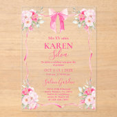 Invitation Acrylique Quinceanera Bow Rose Hot (Recto)
