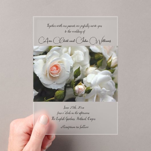 Invitation Acrylique Roses Blanches (In situ (ordinateur de poche))