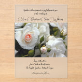 Invitation Acrylique Roses Blanches (Recto)