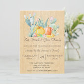 Invitation Action de grâce Aquarelle Désert Cactus Citrouille (Debout devant)