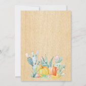 Invitation Action de grâce Aquarelle Désert Cactus Citrouille (Dos)