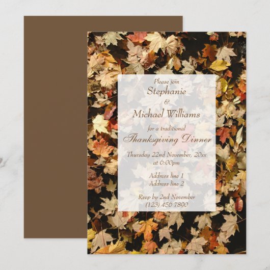 Invitation Action de grâce aux feuilles d'automne (Devant / Derrière)