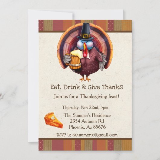 Invitation Action de grâce Bière de dinde de remerciement (Devant)