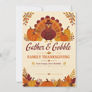 Invitation Action de grâce de famille de dinde Rassembler et
