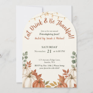 Invitation Action de grâce des amis de la récolte d'automne c