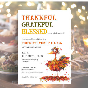 Invitation Action de grâce Potluck de Friendsgiving Mignon Re