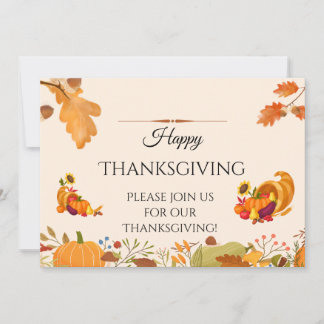 Invitation Action de grâce pour la récolte d'automne chaleure