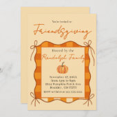 Invitation Action de grâce rustique à carreaux orange pastel  (Devant / Derrière)