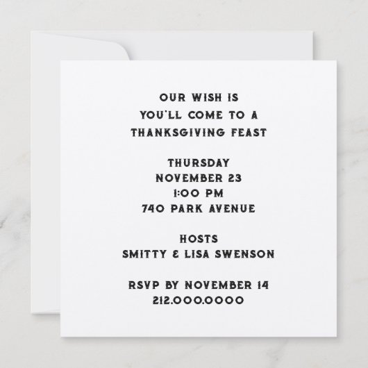 Invitation Action de grâces (Dos)