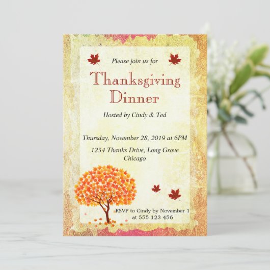 Invitation Action de grâces de l'érable (Debout devant)