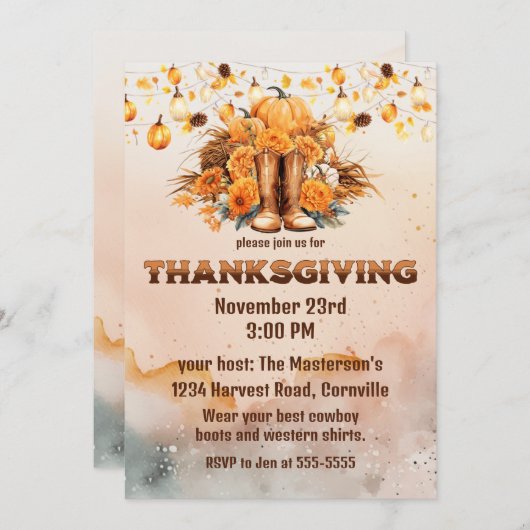 Invitation Action de grâces occidentale (Devant / Derrière)