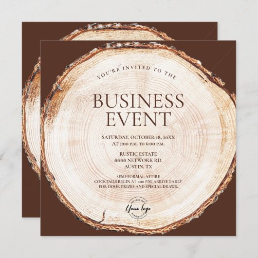 Invitation Activité corporative Rustic Woodland Custom (Devant / Derrière)