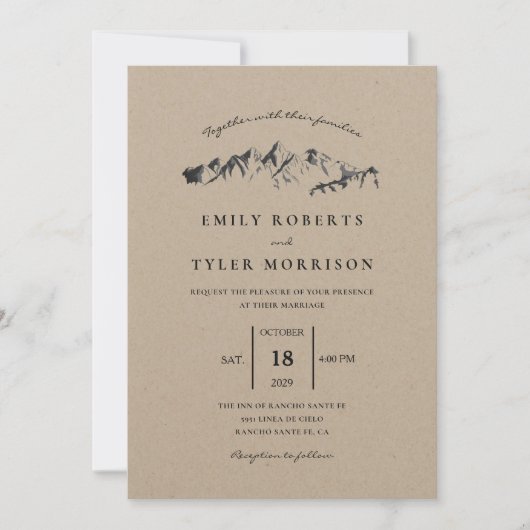 Invitation Actualisation du Mariage de montagne (Devant)