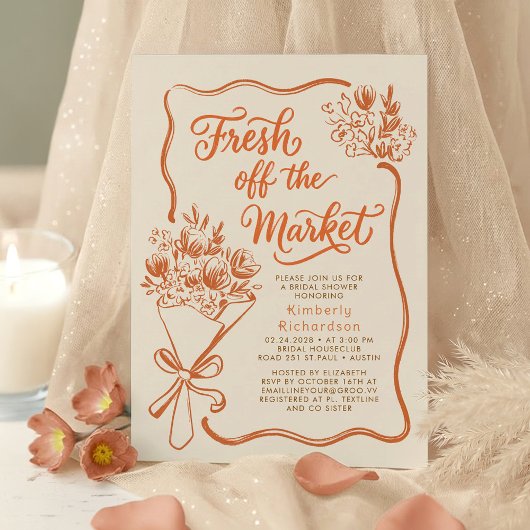 Invitation Actualités du Marché Bridal Shower en Terracotta