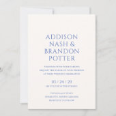 Invitation Addison Bleu Classique Mariage élégant (Devant)