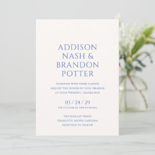 Invitation Addison Bleu Classique Mariage élégant