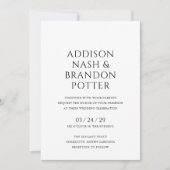 Invitation Addison Noir et Blanc Classique Mariage élégant (Devant)