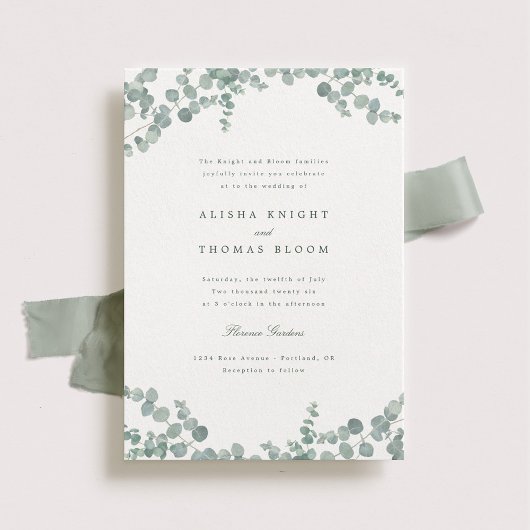 Invitation Adélaïde Elegant Aquarelle Eucalyptus Mariage