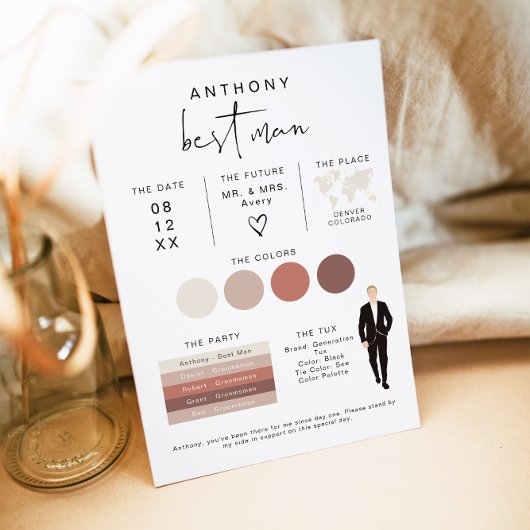 Invitation ADELLA Edgy Modern EDITABLE Best Man Info Card