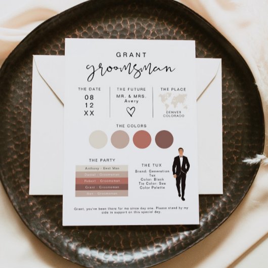 Invitation ADELLA Edgy Modern EDITABLE Groomsman Info Card