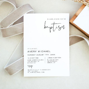 Invitation ADELLA Edgy Moderne Minimal Neutre Simple Baptême