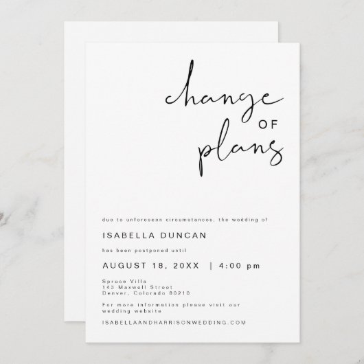 Invitation ADELLA Moderne Faire Part de Changement de Plans d (Devant / Derrière)