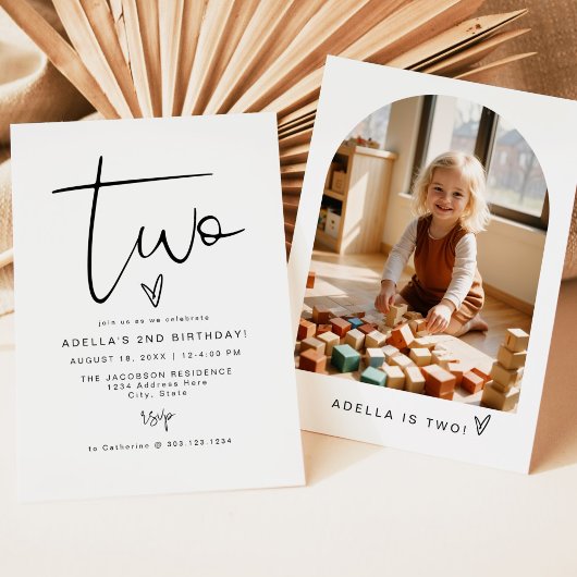 Invitation ADELLA Moderne Minimaliste Deux Photo 2e Anniversa