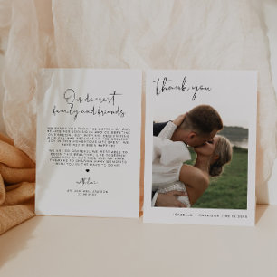 Invitation ADELLA Moderne minimaliste Mariage photo Merci I