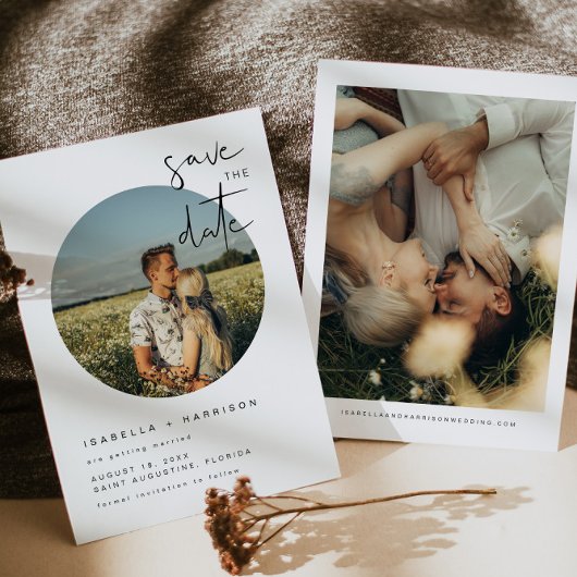 Invitation ADELLA-Moderne minimaliste photo ronde Enregistrer