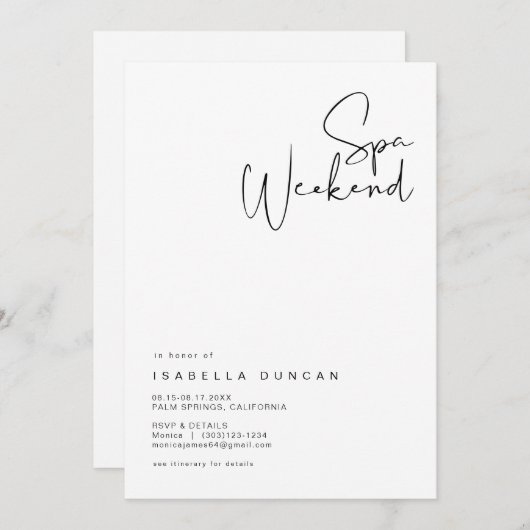 Invitation ADELLA Moderne minimaliste Spa Jour (Devant / Derrière)