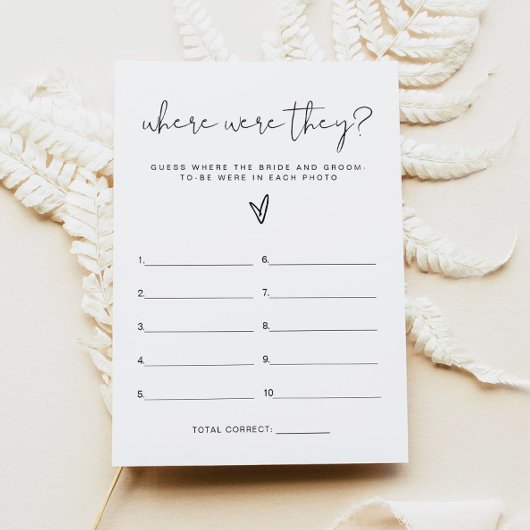 Invitation ADELLA Où Étaient-Ils Fête des mariées Game Card
