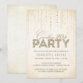 Invitation Adieu 20s Parties scintillant d'or 30e anniversair (Devant / Derrière)