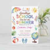 Invitation Adieu à l'aquarelle École fermée pour l'été (Debout devant)