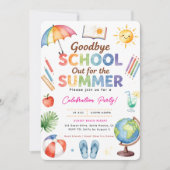 Invitation Adieu à l'aquarelle École fermée pour l'été (Devant)