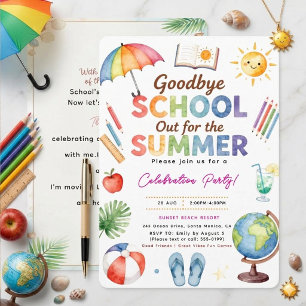 Invitation Adieu à l'aquarelle École fermée pour l'été