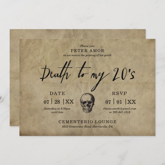 Invitation Adieu à ma fête des 20 ans (Devant / Derrière)