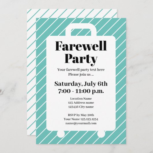 Invitation Adieu adieu élégant en sortant de la fête (Devant / Derrière)